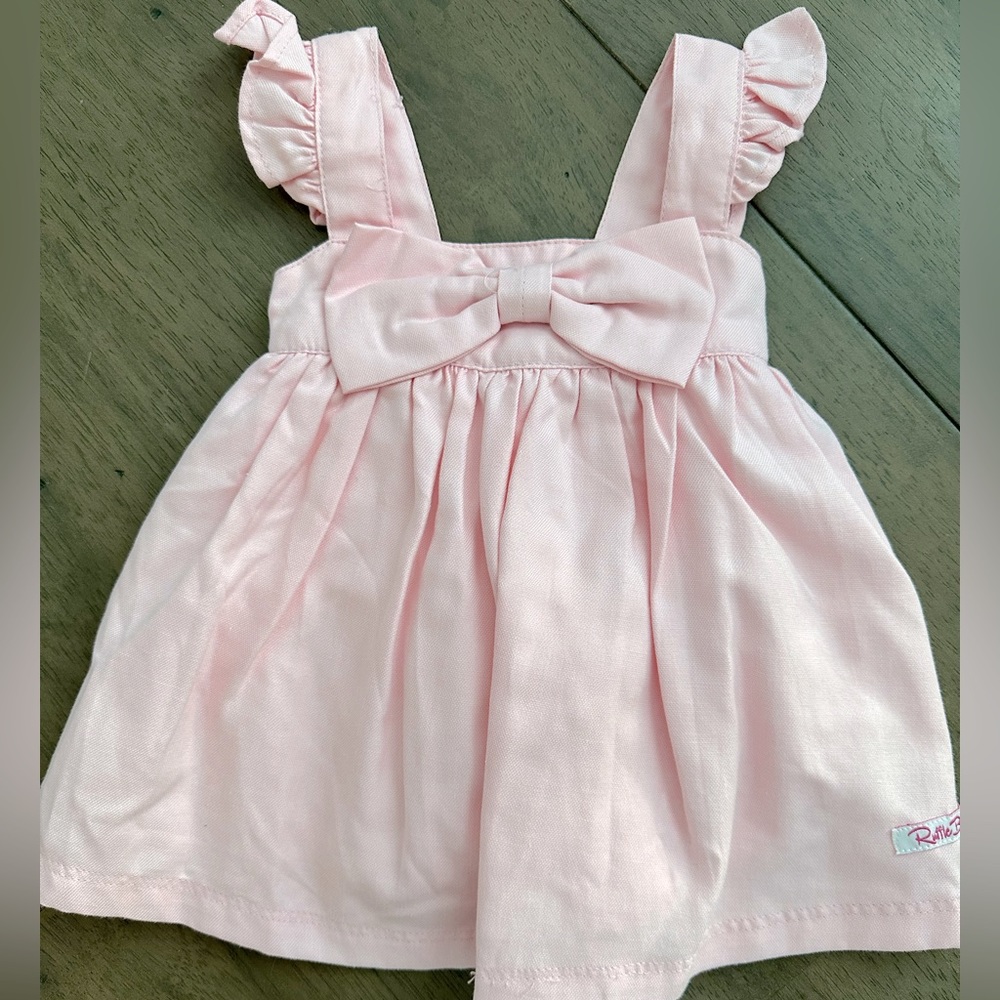 Rufflebutts 3-6m baby girl bow dress. Worn once for a few hours.